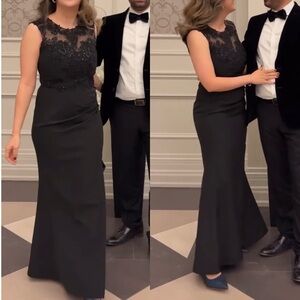 Black Formal Gown Maxi Dress Black Tie Cocktail Sheath With Oblique Size 6